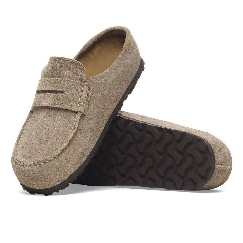 Birkenstock Boston Taupe Suede Wrapped Naples, 39 Narrow, Brand New With Box